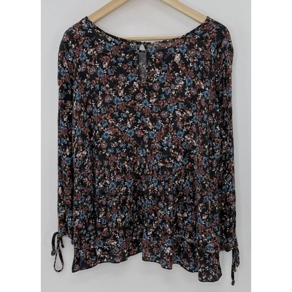 American Eagle Women’s Floral Flowy Toe Sleeve Blouse Sz M Boho Peasant Festival - Picture 2 of 10